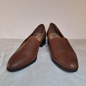 Bella Vita Ohara Leather Loafers Women's 11WW Brown Slip On Block Heel